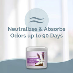 Smells Begone lavender-vanilla gel-odor-eliminator covers up to 450 sq ft of space.