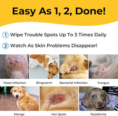Smiling Paws Antibacterial Wipes dog paw closeup, great for paws and hotspot care.