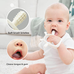 Smily Mia reindeer teether close-up showing chewable textures for teething.