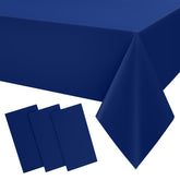 Smiry disposable navy table cloths, three-pack, perfect for casual and special events.