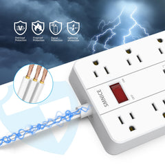 SMNICE power strip with 5 ft extension cord for flexible desk-to-wall placement