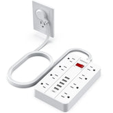 SMNICE power strip with flat plug wall-mount setup for discreet behind-furniture charging