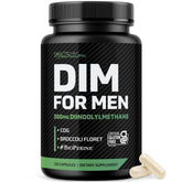 SMNutrition DIM supplement bottle highlights 300 mg dose for male hormone balance.