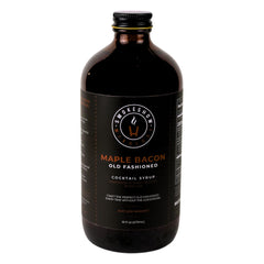 Smokeshow cocktail syrup bottle with maple-bacon flavor for Old Fashioned.