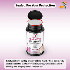 SMS Health Products capsules closeup showing small, easy-to-swallow pills.
