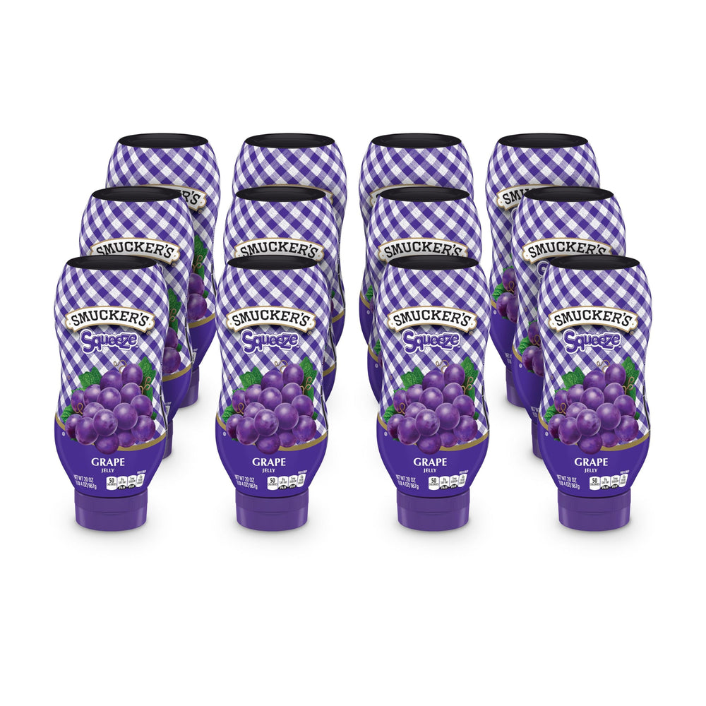 Smucker's Grape Jelly squeeze bottle front view for quick, mess-free servings.