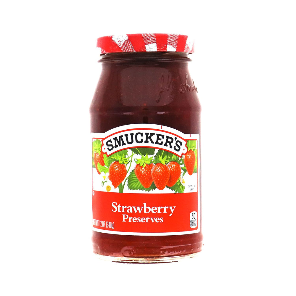 Smucker's Strawberry Preserves jar ready for toast
