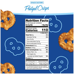 Snack Factory Pretzel Crisps Original 10-pack emphasizes convenient single-serve snacking on the go