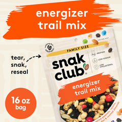 Snak Club Energizer Trail Mix raisins and chocolatey candies visible for a balanced bite.