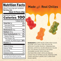 Snak Club Mike’s Hot Honey Bears closeup emphasizes soft, chewy texture and juicy fruit notes.