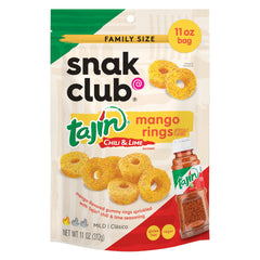 Snak Club Tajin Mango Rings bag ready for quick, shareable snacking.