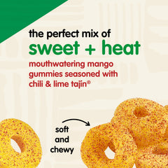Snak Club Tajin Mango Rings 11 oz resealable bag keeps freshness.