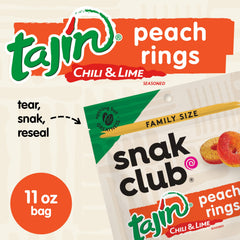 Glossy peach gummy texture from Snak Club, ready for a fruity bite.