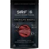 Snake River Farms American Wagyu Beef Jerky close-up slices, perfect on-the-go protein.