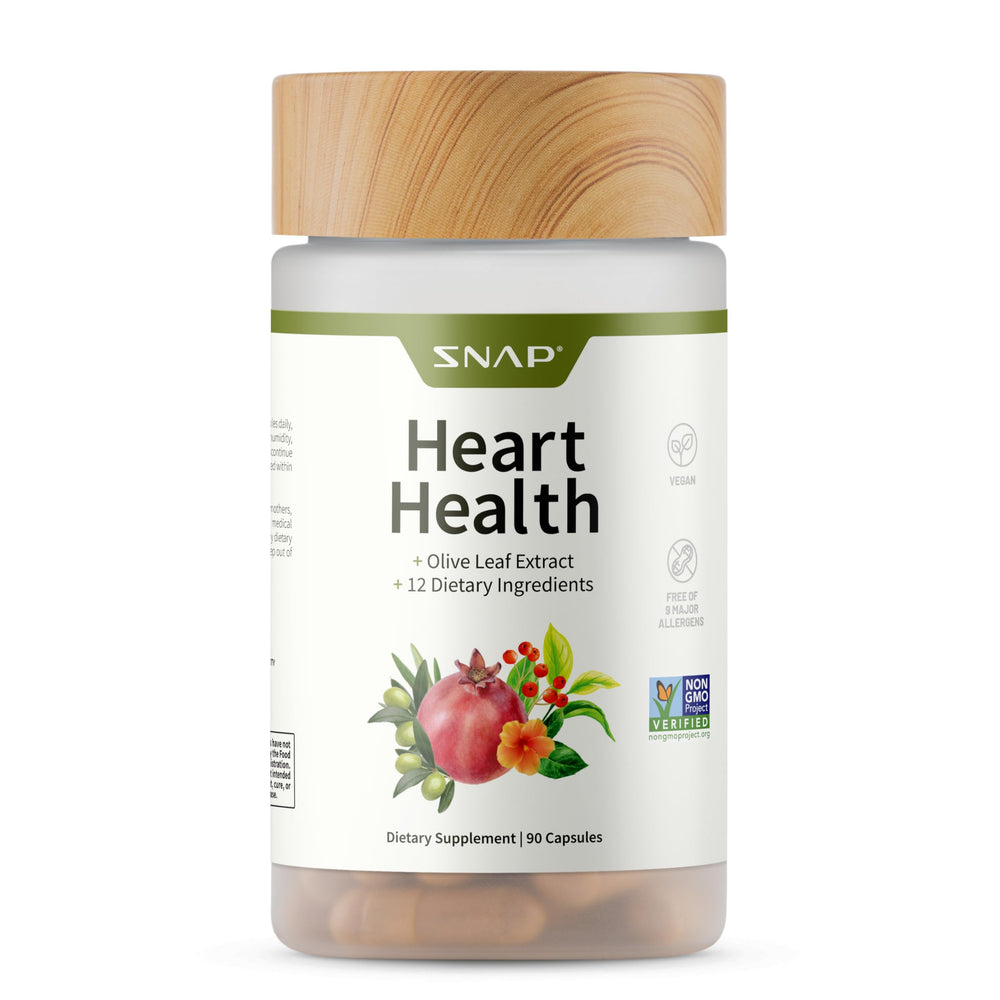 Snap Supplements Heart Health bottle showcasing daily cardiovascular support.