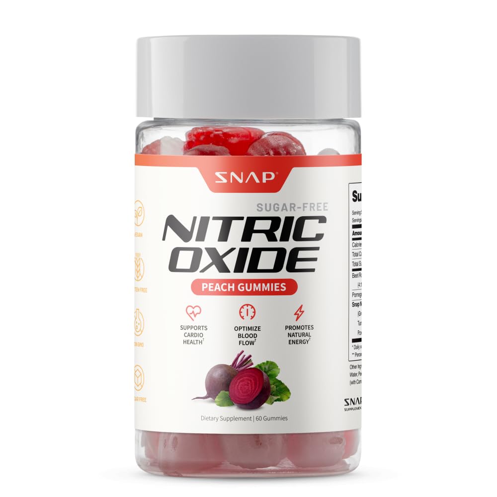 Snap Supplements Nitric Oxide Beet Root bottle showing energy support and clean nutrition.