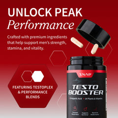 Snap Supplements Testosterone Booster capsules ready for daily energy and stamina.