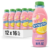 Snapple Pink Lemonade 16oz bottle with all-natural pink color.