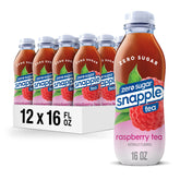 Snapple Zero Sugar Raspberry Tea bottle front with crisp flavor.