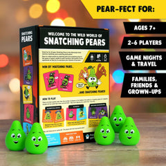 Snatching Pears card deck in play showcases memory-matching setup.