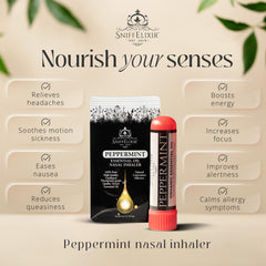 Close-up of SniffElixir peppermint aroma on inhaler surface for a refreshing mood boost