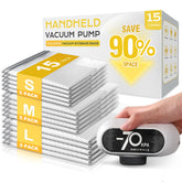 SNOCOD 15-pack vacuum bags with cordless pump for space-saving travel packing.
