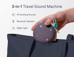 SNOOZ Go 2 12-sound library offers white, pink, brown noise for rest.