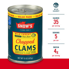 Snow's chopped clams in chowder dish bring tender morsels and natural sweetness.