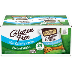 Snyder's of Hanover gluten-free pretzel sticks 100-calorie pack for on-the-go snacking.