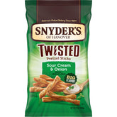 Snyder's Sour Cream & Onion Twisted Sticks bag ready for sharing at gatherings