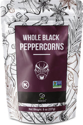 Soeos Black Peppercorns packaging preserves freshness for longer use.
