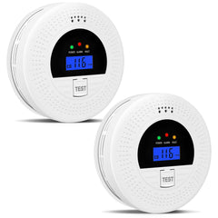Soewolit 2-pack smoke and CO detector with LCD display for quick status checks.