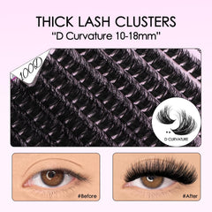 SOFENIDA 100D thick lash clusters with curved D for bold depth.