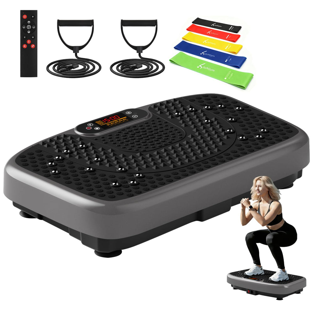 SoftGym vibration plate display for precise workout timing and speed