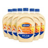 Softsoap Milk and Honey hand soap bottle on bathroom counter for daily cleansing