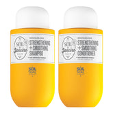 Sol de Janeiro Brazilian Joia shampoo bottle pours, smoothing frizz and adding shine