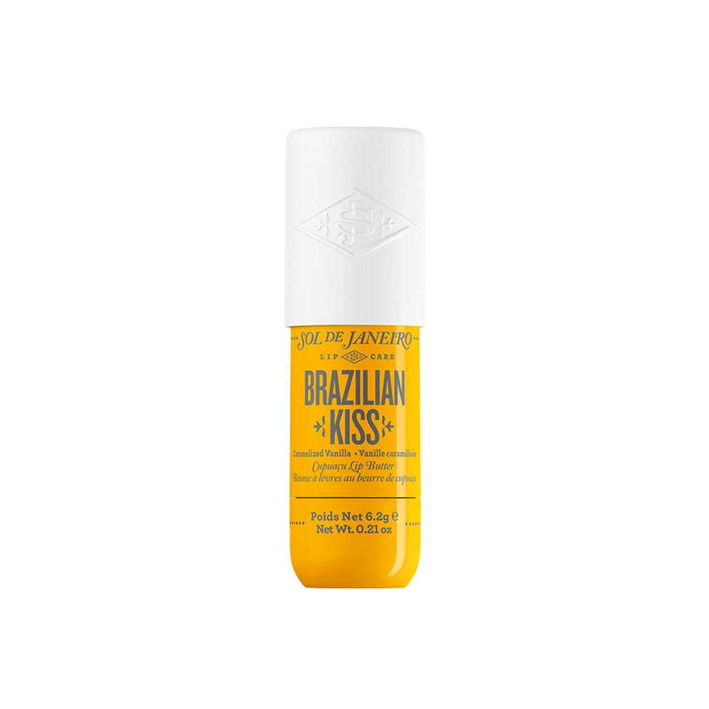 Sol de Janeiro Brazilian Kiss vegan lip butter packaging is portable and travel-friendly.