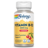 SOLARAY B12 lozenges bottle shown for convenient daily energy support.