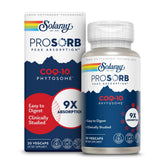 SOLARAY CoQ-10 Phytosome bottle on shelf with 60-day guarantee badge.