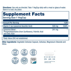 SOLARAY Liposomal Vitamin C capsules pack highlights vegan formula and 100 servings