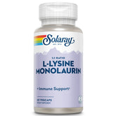 SOLARAY L-Lysine Monolaurin bottle showing capsules for immune support.