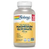 SOLARAY Magnesium Glycinate bottle shows high-absorption formula for muscles and energy support.