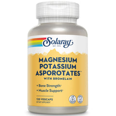 Solaray magnesium-potassium-bromelain bottle for electrolyte balance and muscle support.