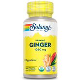 SOLARAY Organic Ginger 1080 mg capsules in a bottle, supporting digestive comfort