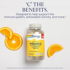 Rose hips and acerola highlight natural vitamin C sources with bioflavonoids.
