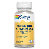 SOLARAY Super Bio Vitamin D3 bottle with coconut oil enhances absorption