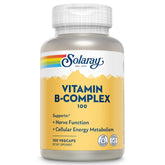 SOLARAY Vitamin B Complex 100mg bottle front showing branding for daily energy support.