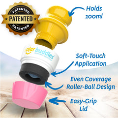 Close-up of roll-on sponge for even coverage with Solar Buddies.