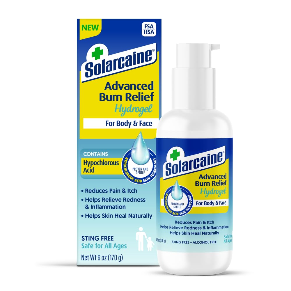 Solarcaine Advanced Cooling Hydrogel bottle and pump for quick after-sun relief
