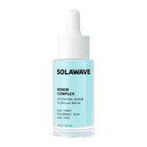 Solawave Renew Complex Serum bottle close-up, priming hydration for wand sessions.